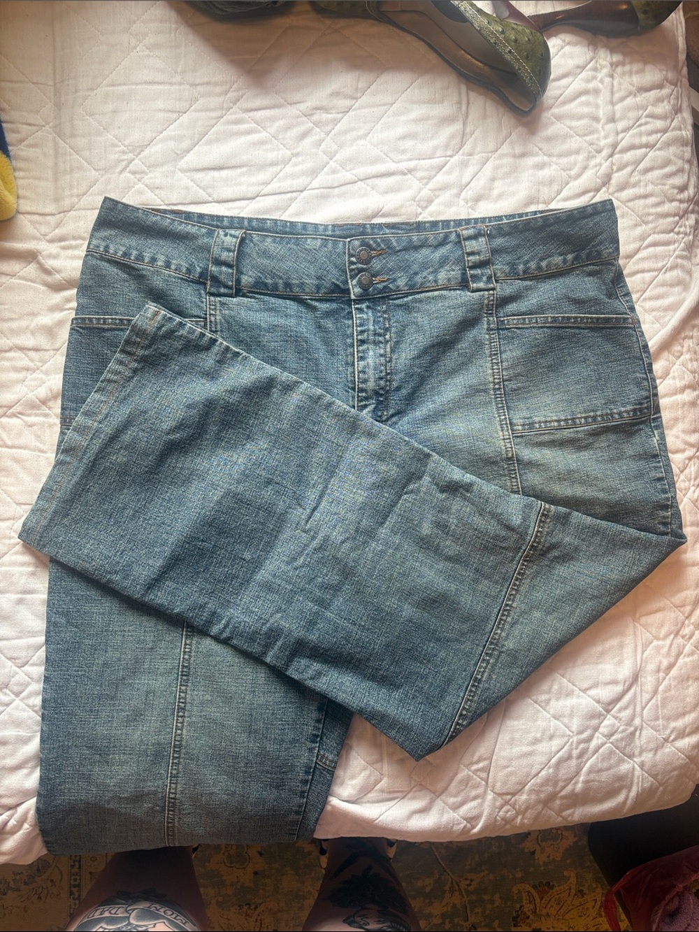MOVING SALE- Straight-Leg Women’s Denim Jeans in Blue — Double-Button Waist